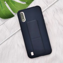 Samsung Galaxy A11 PU Leather Hand Grip Kickstand Case (Navy Blue)
